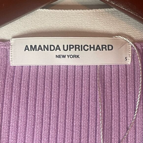 Amanda Uprichard Ribbed V Neck Dress in Lavender Size S - Picture 7 of 11